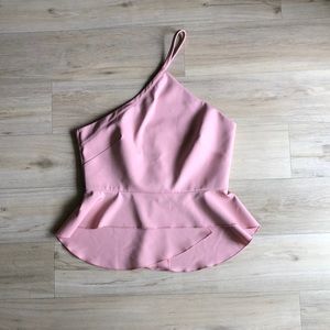 STYLESTALKER Blush Pink One Strap Fit & Flare Top